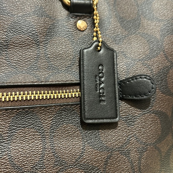 Coach Signature Canvas Brown and Black Tote - Picture 2 of 16